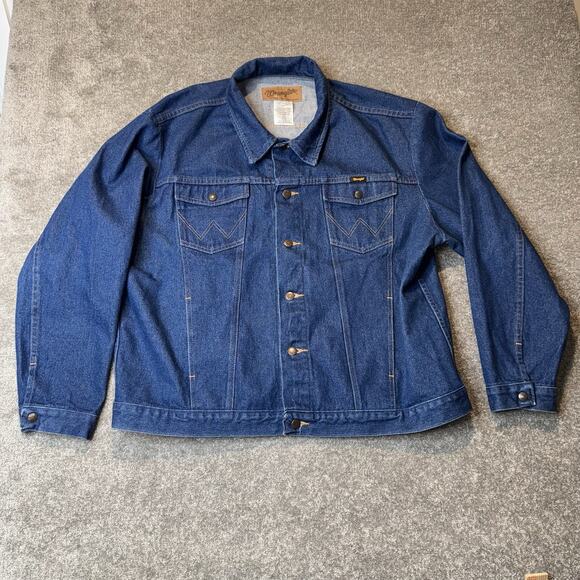 Wrangler Men’s XXL Cowboy Cut Western Denim Trucker Jacket Blue Jean Coat NWOT - Picture 1 of 9